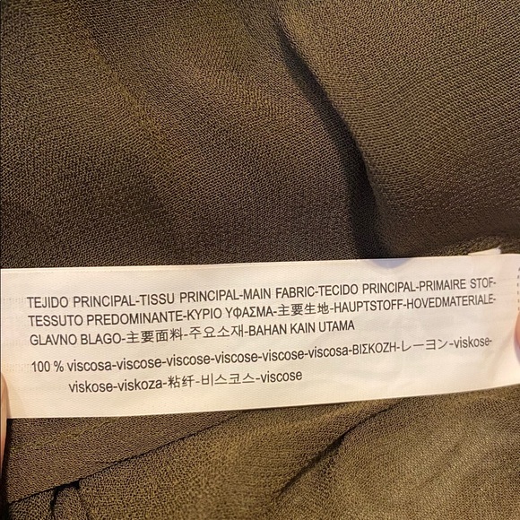 ZARA BASIC Silk Velvet Beads Embroidery Kimono Tunic Top Olive, size XS - Picture 12 of 16